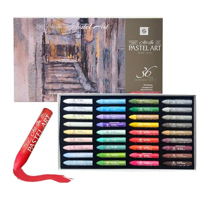 iCrayon Professional Oil Pastels Set – 36 Classic Colors, Rich Pigment & Smooth Blending, Artist-Grade Oil Pastels for Drawing, Sketching & Fine Art - color: Modern