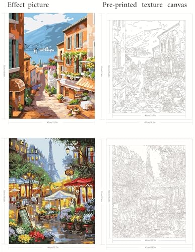 QUITEDEW 2 Pack Paint by Number for Adults, Scenery Paint by Numbers,Landscape Paint by Numbers for Adults Suitable for Home Wall Decoration 16x20 Inch. - color: C2-scenery