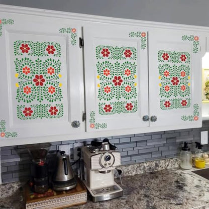 Floral Border Corner Stencils for Crafts Furniture Stencil Reusable Art Paint Stencils for Painting on Wall Stairs Fabric Table Chair Cabinet - style: Furniture