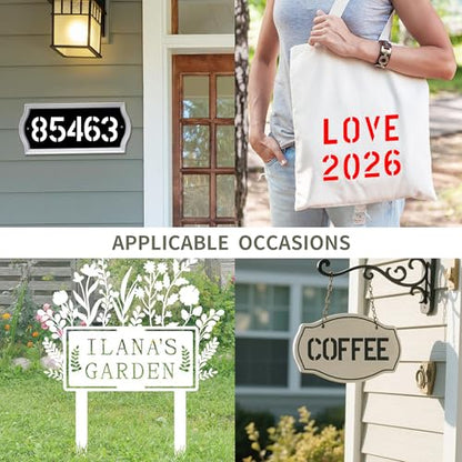 2 Inch Letter Stencils and Numbers, 42 Pcs Reusable Plastic Alphabet Spray Paint Stencils for Painting on Wood, Wall, Fabric, Rock, Signage, Chalkboard, DIY Craft Decoration