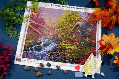DIAMOND ART CLUB Golden Cabin Dreams Diamond Art Kits for Adults | Premium Diamond Painting Kit, Fun DIY Crafts for Adults, Square Diamond Art Canvas, 14.7" x 12.3" (37.3 x 31.1 cm) - color: Golden Cabin Dreams