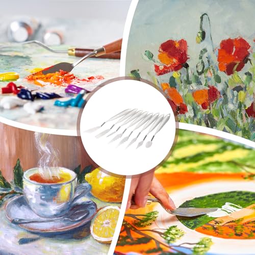 MECCANIXITY 2pcs HM#4 Palette Knives 19mm Width Stainless Steel Spatula Painting Pallet Knife with Stainless Steel Handle for Oil Painting Acrylic Canvas Mixing Spreading - style: HM#4 + 19mm