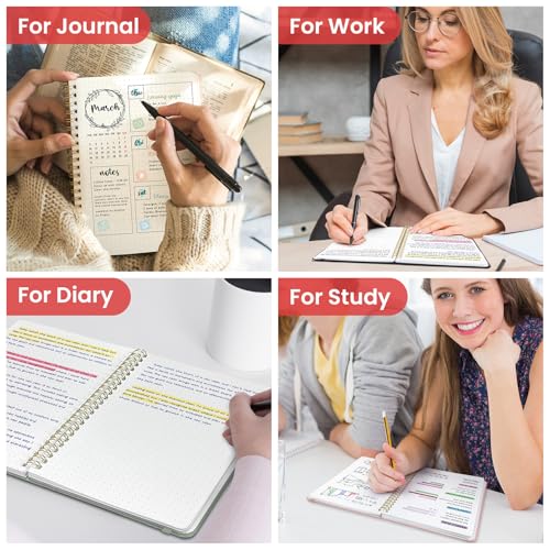 Taja Dotted Spiral Journal Notebook for Women & Men, 140 Pages, Dotted Notebook for Journaling & Note Taking, Journals for Writing, A5(5.7" x 7.9") – Pink - color: B.Pink, style: b-Dotted