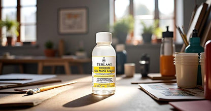 TERLANS Professional Odorless Oil Paint Thinner 100 ml (3.38 Fl.Oz.) – Controlled and Smooth Dilution, Completely Odorless Turpentine Substitute for Painting