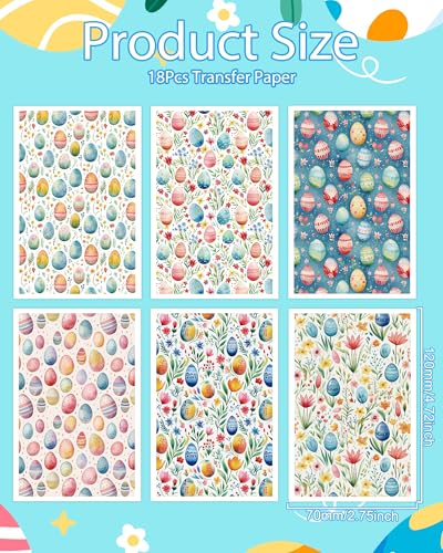 Puocaon Easter Polymer Clay Transfer Paper - 18 Pcs Spring Floral Eggs Easter Clay Transfer Sheets for Earrings Jewelry Making - color: eggs plant