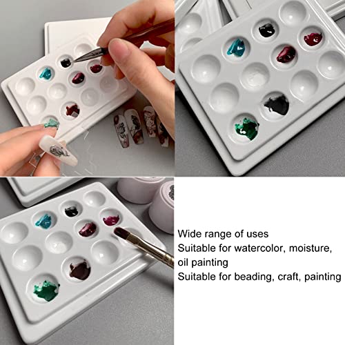 Generic Porcelain Paint Palette 12 Wells White Ceramic Paint Tray with Lid Smooth Watercolor Oil Painting Palette for Artists Professionals Enthusiasts