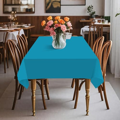 54IN X 320FT Plastic Table Cover Roll with Cutter Box, Cut to Size Plastic Table Cloths for Parties, Birthday, (Turquoise, 54"x3840"(Rectangular)) - color: Turquoise, size: 3840" x 54" (Rectangular)
