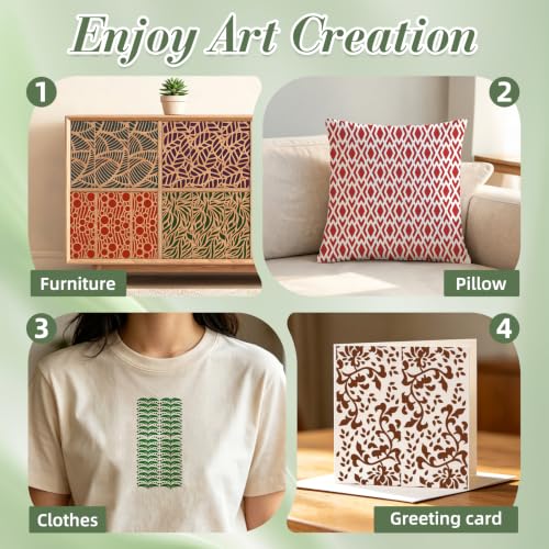 Geometric Texture Stencils for Crafts Reusable 16Pcs Stencils(8.3X4.1 Inch) - color: Texture 20