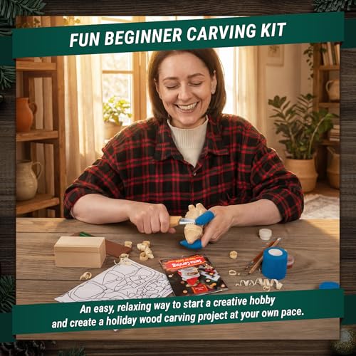 BeaverCraft DIY06 Santa Whittling Kit – Wood Carving Kit for Beginners – Wood Carving Tools Set, Diy Crafts for Adults – Woodworking Kits for Kids&Teens – Hobby Kits for Adults, Woodworking Gifts