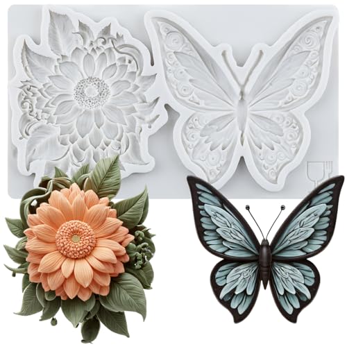 Butterfly Flower Polymer Clay Molds Butterfly Floral Silicone Mold - color: Style F