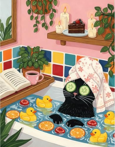 Diamond Art Kits for Adults,Black Cat Diamond Painting Kits 12x16in | Diamond Painting Kit - Sparkling Full Drill Design Perfect for Home Decor, Holiday Gifting, And Relaxing Crafting 12x16inch - color: DP03323