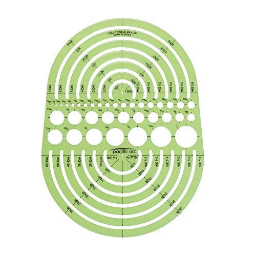 Pacific Arc Circles Radius Master Template Guide, from 1/2 Inch to 3 3/4 Inch Radius and 36 Perfect Circles from 3/64 to 1 Inches - style: Circle Radius