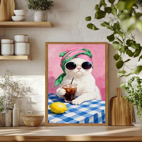 Cat Diamond Art Kits for Adults Round Diamond Painting 12x16 Inch - color: DD145