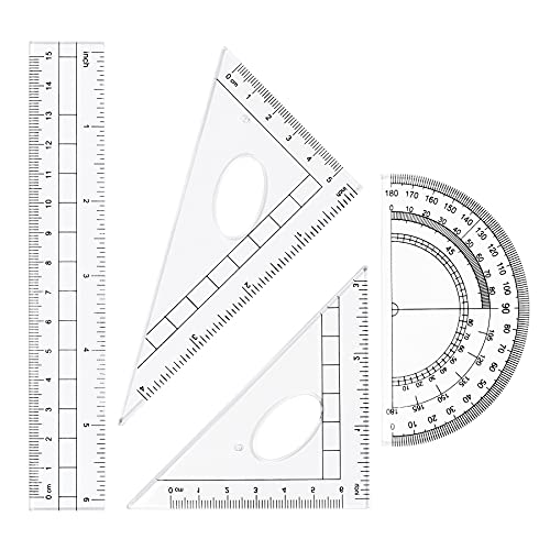 Vobou 10 pcs Math Geometry Set Student Supplies,Compass Kit Set (Purple） | Shatterproof Storage Box,Rulers,Protractor,Compass,Eraser,Pencil Sharpener,Lead Refills,Pencil,for School and Drawing - color: Purple