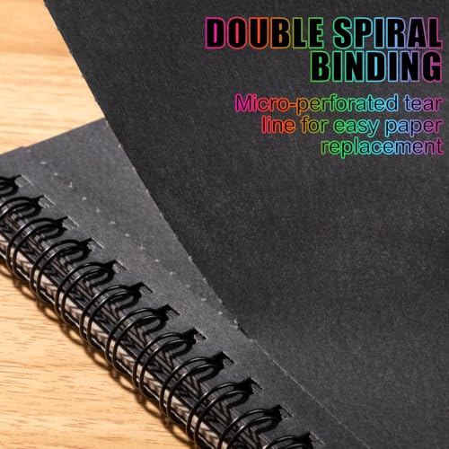 Black Sketch Pad 7.6 × 10 in, 50 Sheets, Spiral Bound Sketchbook | Black Paper for Gel Pens, Metallic Markers, Pencils & Pastel; Mixed Media Sheets; Lay-Flat Top Spiral - size: 7.6×10 Inch (1 pack)