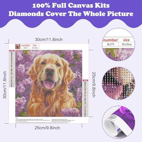 SENQAO 5D Diamond Painting Kits for Adults, Golden Retriever Diamond Art Kits for Adults Beginners, DIY Full Drill Round Diamond Dot Gem Art, Craft Gift Suitable for Home Wall Decoration 12×12 inch - color: golden retriever