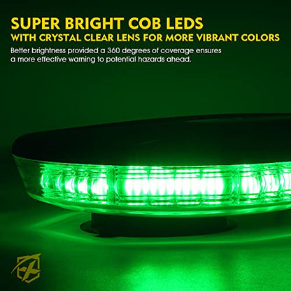 Xprite COB LED Rooftop Strobe Light Bar, Super Bright 19 Adjustable Lighting Modes with Magnetic Base for Construction Vehicles Tow Trucks Snowplow, Green - color: Green