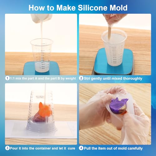 CHANGTIKEJI Silicone Mold Making Kit,64OZ Super Elastic Liquid Silicone for Mold Maker, Fast Cure Translucent Silicone Rubber for Casting Resins Mold,Silicone Mold,Candle Mold,Soap Mold,Food Mold - size: 64 OZ