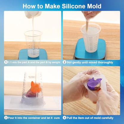 CHANGTIKEJI Silicone Mold Making Kit,64OZ Super Elastic Liquid Silicone for Mold Maker, Fast Cure Translucent Silicone Rubber for Casting Resins Mold,Silicone Mold,Candle Mold,Soap Mold,Food Mold - size: 64 OZ