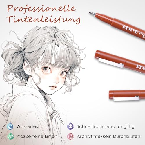 KEMYR 10 Sizes Sepia Fineliner Micro Drawing Pens, Waterproof Pigment Ink | Archival Ink,AP Certified,With Case,0.05-1.0mm, for Illustration,Journaling,Sketching,Manga,Drawing,Artists And Beginners - color: Sepia Micro Pens 10 SIZES,0.05-1.0mm, style: 10