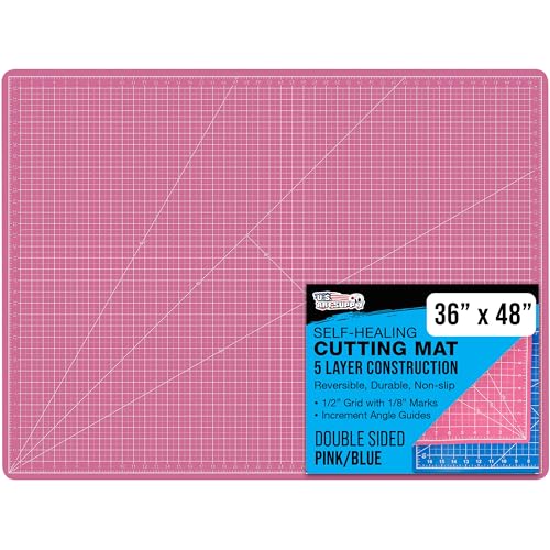 U.S. Art Supply 36"x48" Self-Healing Cutting Mat 5-Ply Pink/Blue | Double-Sided Pink/Blue Craft Mat, Non-Slip Cutting Mats for Crafts, Sewing, Quilting, Scrapbooking - color: Pink/Blue