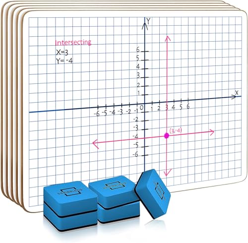 SCRIBBLEDO XY Axis Coordinate Graph White Boards 9x12, 5 Pc Erasers Include | Easy to Clean No Ghosting, Eraser Included Budget Friendly Set , Robust Hardboard, For Math Geometry Graphing and Stem - size: 9x12 Inch