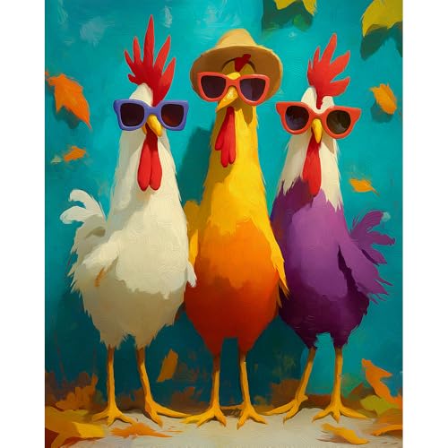 Natuyalo Paint by Numbers Kit for Adults - Three Roosters Adult Paint by Number Kits on Canvas Without Frame, Animals Acrylic Painting by Numbers Kit for Beginner Home Wall Decor 16x20 inch - color: Color-04
