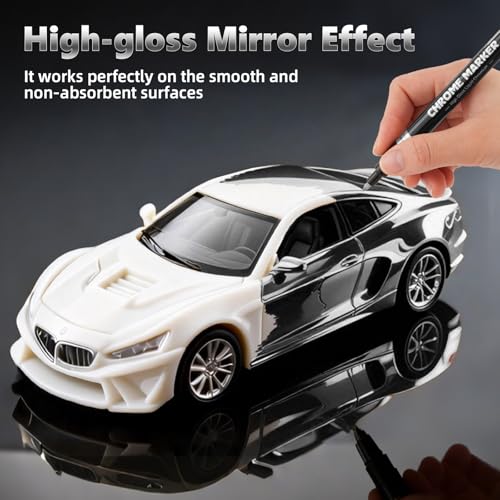 HOTU Chrome Paint Pen, Sliver Liquid Mirror Metallic Markers 0.7mm Fine Tip - color: Silver Chrome
