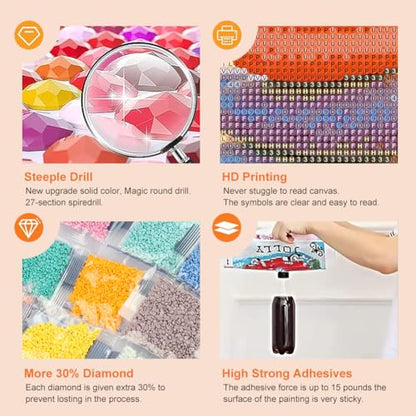 Acudotr Stone Diamond Painting Kits for Adults,Beach Landscape 5D DIY Diamond Art Kits for Beginners, Full Drill Diamond Painting Kits for Home Wall Decor, 12x12 Inch