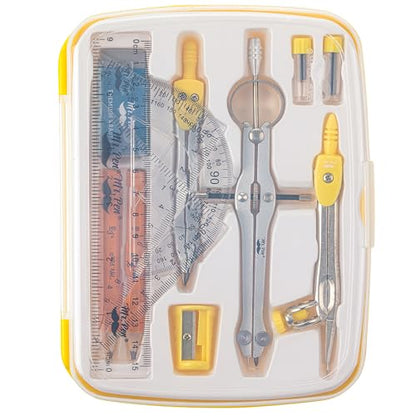 Mr. Pen- Geometry Set, 13 pcs, 3 Metal Compasses, Protractor, 6" Ruler | 45° & 30°/60° Set Squares, Pencils, Lead Refills, Sharpener & Eraser for Math, Drafting & Classroom Use | 45° & 30°/60° Set Squares, Pencils, Lead Refills, Sharpener & Eraser for Mat