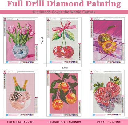 AIBOERL 6 Pack Diamond Art Kits for Adults,Disco Fruit Diamond Painting | Round Drill Disco Fruit Diamond Painting for Beginners DIY Rhinestone 5D Diamond dots(Gemstone Craft)Wall Art Gift 12x16IN - color: DP02109