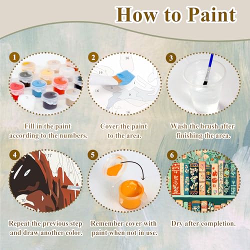 Paint by Numbers Kit for Adults Book, Paint by Number Kits for Adults 16x20 - color: Bookshelf (16x20 in)