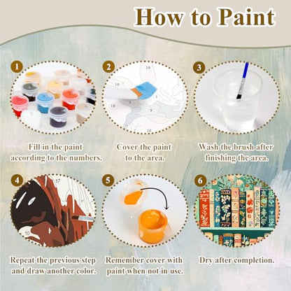 Paint by Numbers Kit for Adults Book, Paint by Number Kits for Adults 16x20 - color: Bookshelf (16x20 in)