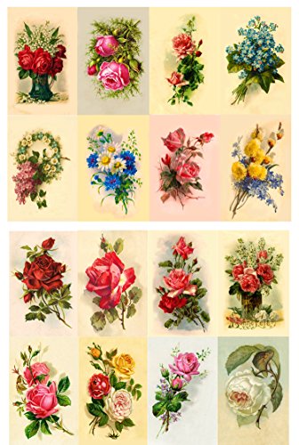 Decoupage Paper Pack (10sheets A4 / 8"x12") Flowers Roses Garden Wildflowers FLONZ Vintage Paper - color: Two