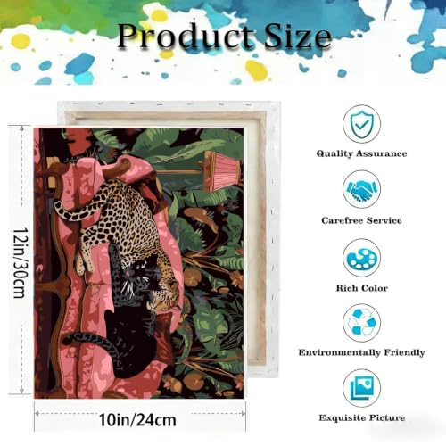 Cheetah Paint by Numbers Kit for Adults,Leopard Paint by Number With Frame - color: Leopard-MT6546