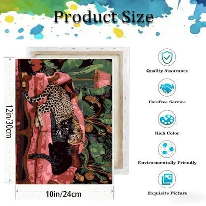 Cheetah Paint by Numbers Kit for Adults,Leopard Paint by Number With Frame - color: Leopard-MT6546