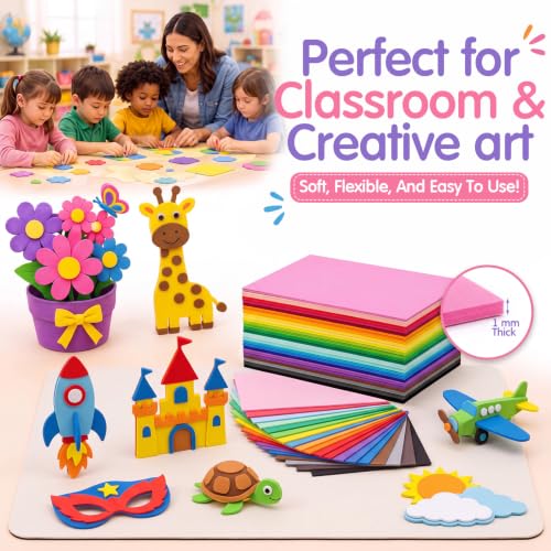 Ctosree 150 Pcs Foam Sheets Crafts 8.5 x 5.5 Inch Foam Paper, Multicolor - color: Multicolor