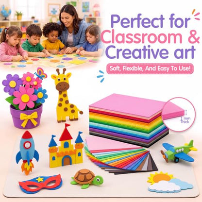 Ctosree 150 Pcs Foam Sheets Crafts 8.5 x 5.5 Inch Foam Paper, Multicolor - color: Multicolor