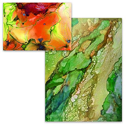 White Alcohol Ink Paper - 50 Sheets Pixiss Heavy Weight Art Paper for Alcohol Ink & Watercolor - Extra Smooth Synthetic Paper A4 8x12 inches, 300gsm - size: 2 Pack | 50 Sheets