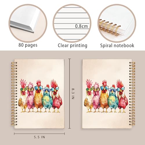 LIANGW Funny Chicken Notebook Journal Gifts for Funny Chicken Lovers | Cute Animal Notebook Journal for School Women Teen Girls Kids, Hardcover Spiral Notebook 5.5x8.3 Inch - color: 01-funny chicken (kids)