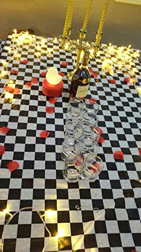 BRICHBROW Pcs of 2 Premium Plastic Checkered Flag Tablecloths - color: Black/White