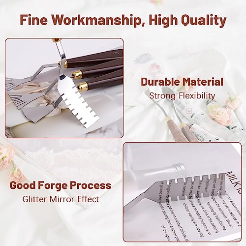 14Pcs Palette Knife Set, FHDUSRYO Stainless Steel Painting Knife, Painting Spatula Pallet Knives with Wood Handle, Oil Painting Accessories for Color Mixing, Oil, Canvas, Acrylic Painting