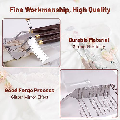 14Pcs Palette Knife Set, FHDUSRYO Stainless Steel Painting Knife, Painting Spatula Pallet Knives with Wood Handle, Oil Painting Accessories for Color Mixing, Oil, Canvas, Acrylic Painting