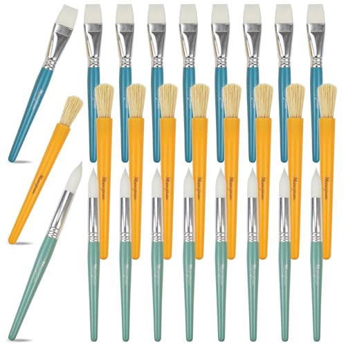 Kids Paint Brushes Set, 24 Pack Brushes for Children and School | Washable Round & Flat Art Brushes Perfect for School Painting & Home Crafts - size: 24PCS