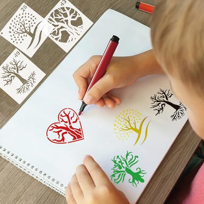 Small Stencils for Painting on Wood Burning Reusable, 3 Inch Reusable Stencil for Craft Ornament Paint Template Stencils for Wall Card Rock Wood Signs Coasters Canvas Home Decor(Tree) - style: tree