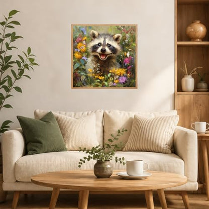 AUKELHJ Framed Paint by Numbers Kit for Adults, Raccoon, 10x10 inch - color: 15-Raccoon