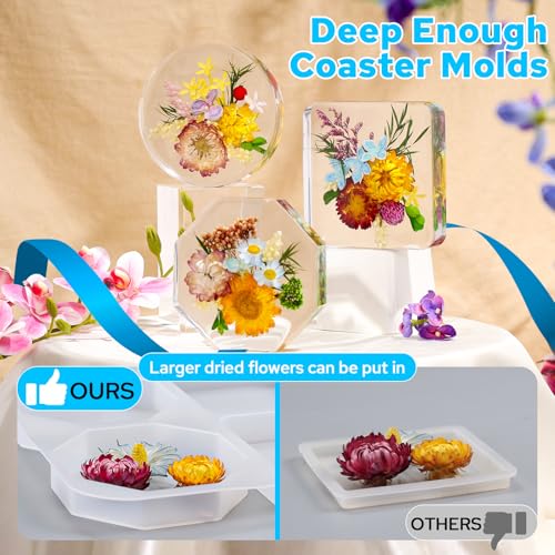 LET'S RESIN Extra Deep Coaster Resin Molds, 4Inches 6 Cavity Silicone Molds - size: Thick Coaster