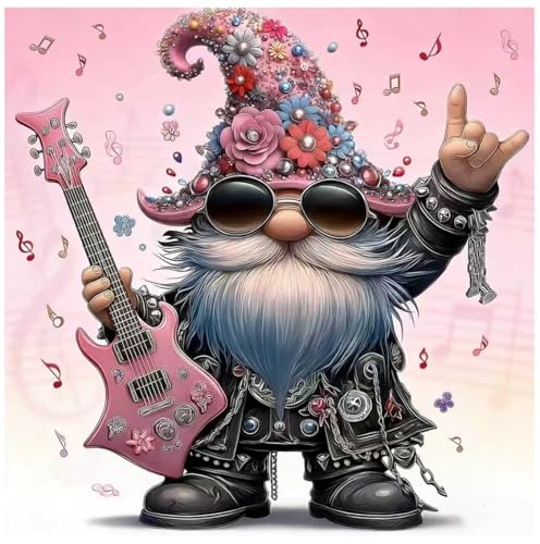 CRZMODE Music Gnome Diamond Art Kits for Adults, Gnome Diamond Painting Kits for Adults Beginners, 5D DIY Round Full Drill Gem Art Paint by Diamonds Dots Crafts Kits for Home Decor Gift 14x14 inch - color: Music Gnome(14X14")
