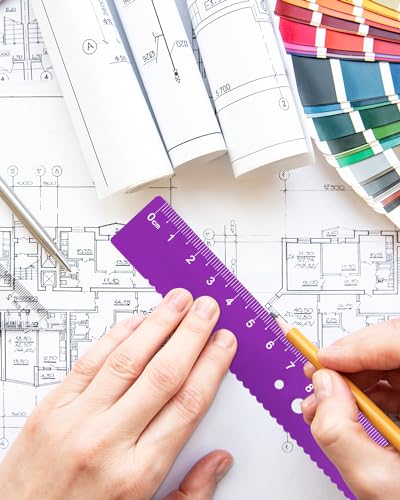 Honagu Triangular Ruler Set, 4 Pieces Aluminum Alloy Ruler, Metal Drafting Ruler, Geometric Protractor for Students, Draftsmen, Engineers, School Office Supplies (Purple) - color: Purple