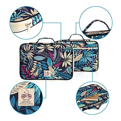 JAKAGO Travel Portfolio Organizer Waterproof A4 Document Bag Multifunctional Travel Note Pouch Zippered Case for Notebook, Ipad, Journals, Sketch Books (Dark Blue) - color: Dark Blue